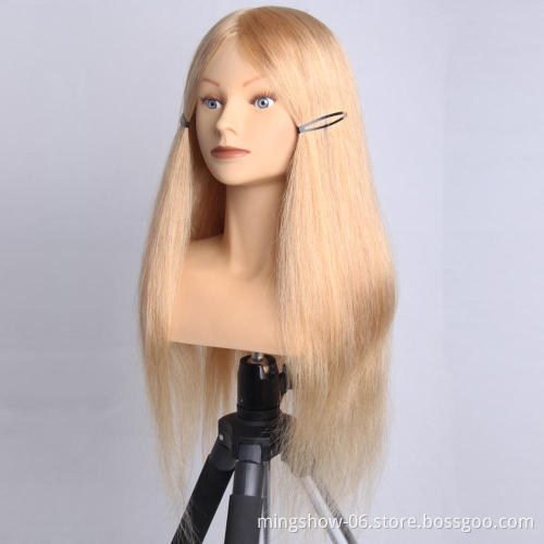 Hairdressing Training Heads 100% Human Hair 20" Mannequin Head With Long Hair High Quality Hair Practice Head For competition